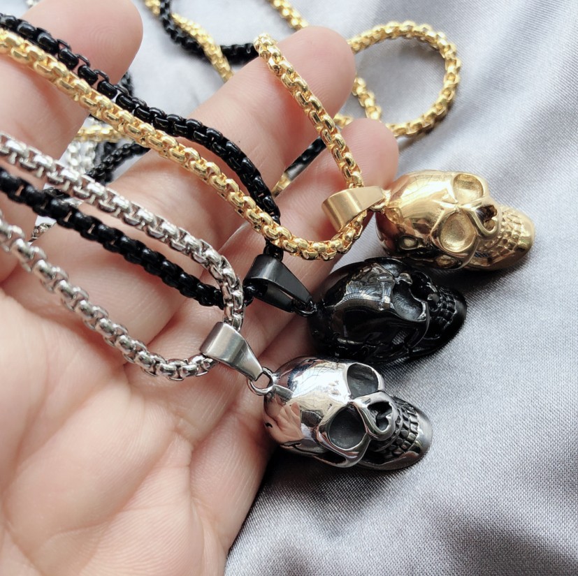 Punk Style Halloween Skull Necklace for Men - Fashionable Titanium Steel Accessories - Image 12