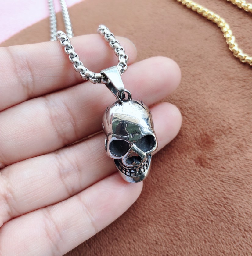Punk Style Halloween Skull Necklace for Men - Fashionable Titanium Steel Accessories - Image 13