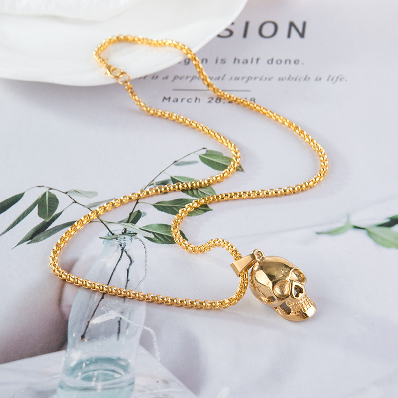 Punk Style Halloween Skull Necklace for Men - Fashionable Titanium Steel Accessories - Image 14