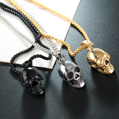 Punk Style Halloween Skull Necklace for Men - Fashionable Titanium Steel Accessories - Image 16