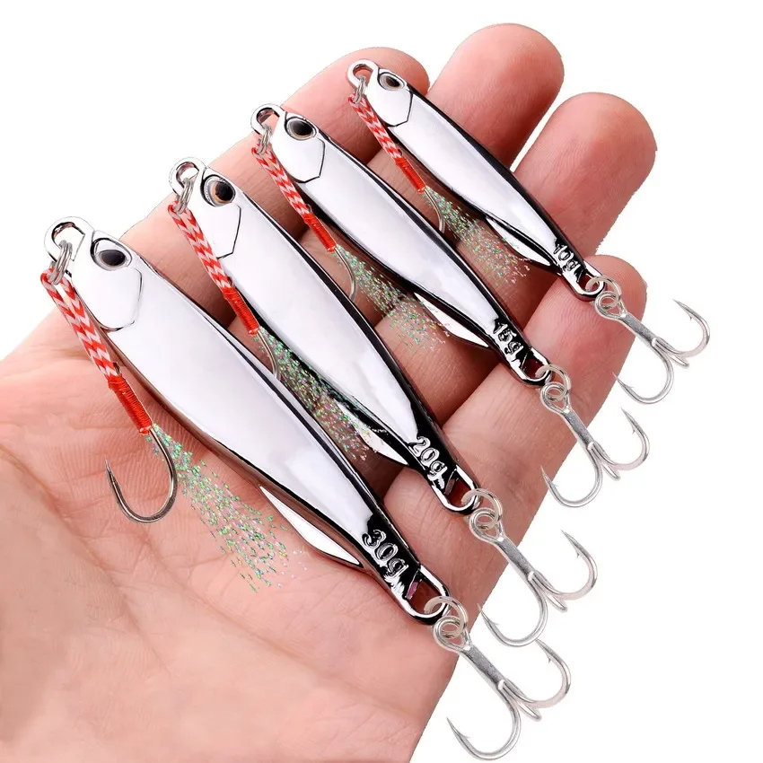 15g Silvery Metal Jig Lure for Sea Fishing - Saltwater Bass Tackle Bait