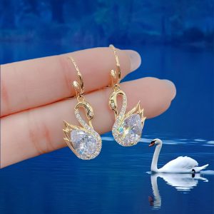Chic Rhinestone Swan Earrings – Trendy Fashion Jewelry for Women