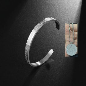 Stainless Steel Arabic Disc Necklace and Bracelet Set - Elegant Accessory