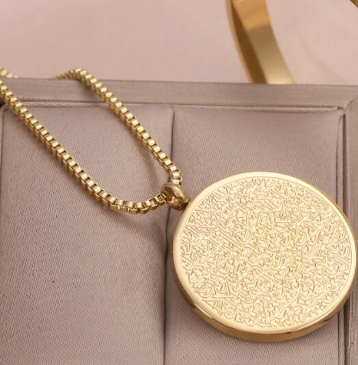 Stainless Steel Arabic Disc Necklace and Bracelet Set - Elegant Accessory - Image 3