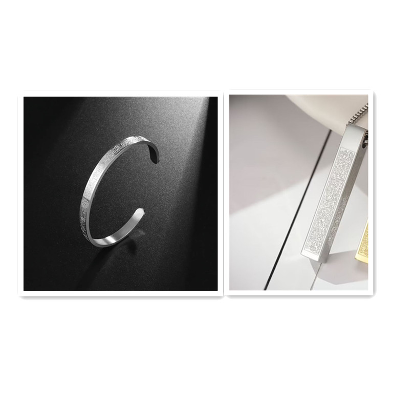 Stainless Steel Arabic Disc Necklace and Bracelet Set - Elegant Accessory - Image 15