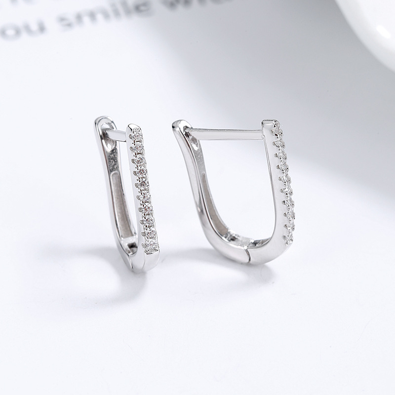 925 Sterling Silver Geometric U-Shaped Earrings for Women – Stylish Design - Image 6