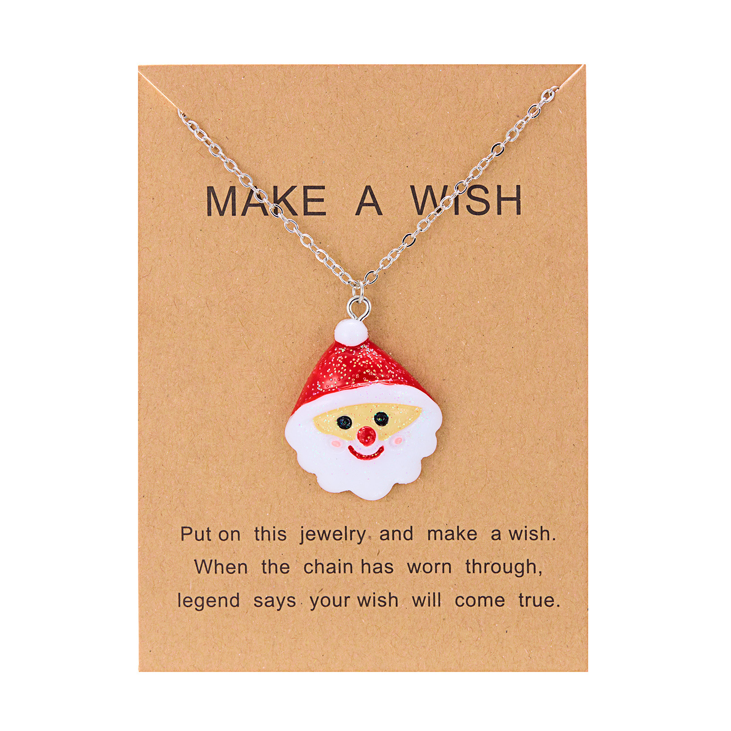 Adorable Cartoon Resin Necklace Featuring Christmas Snowman & Santa Claus Pendant - Clavicle Chain Jewelry for Women