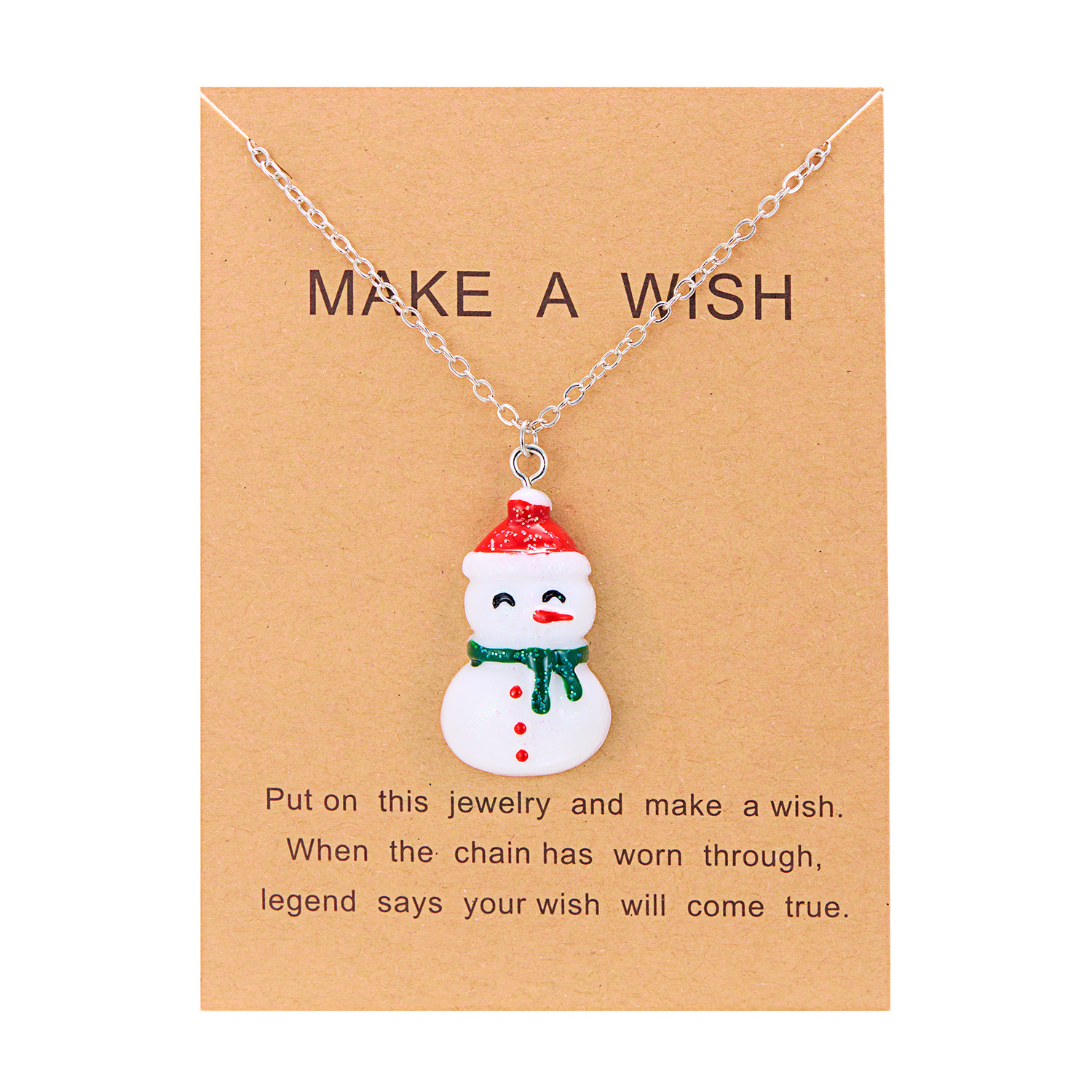 Adorable Cartoon Resin Necklace Featuring Christmas Snowman & Santa Claus Pendant - Clavicle Chain Jewelry for Women - Image 7