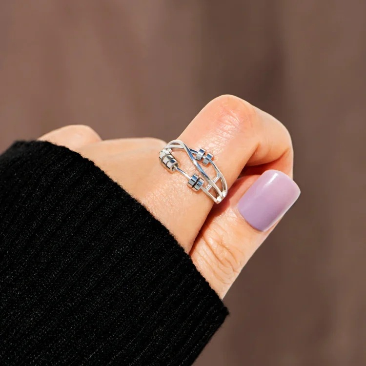 S925 Silver Layer Bead Ring for Women - Drive Away Your Anxiety Stylishly - Image 3