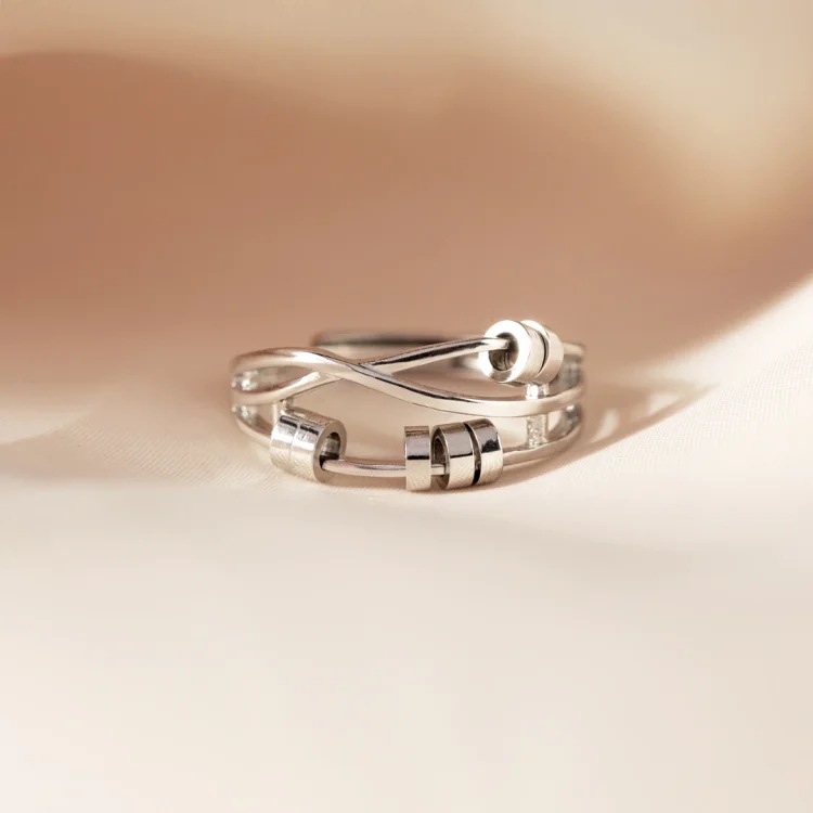 S925 Silver Layer Bead Ring for Women - Drive Away Your Anxiety Stylishly - Image 5