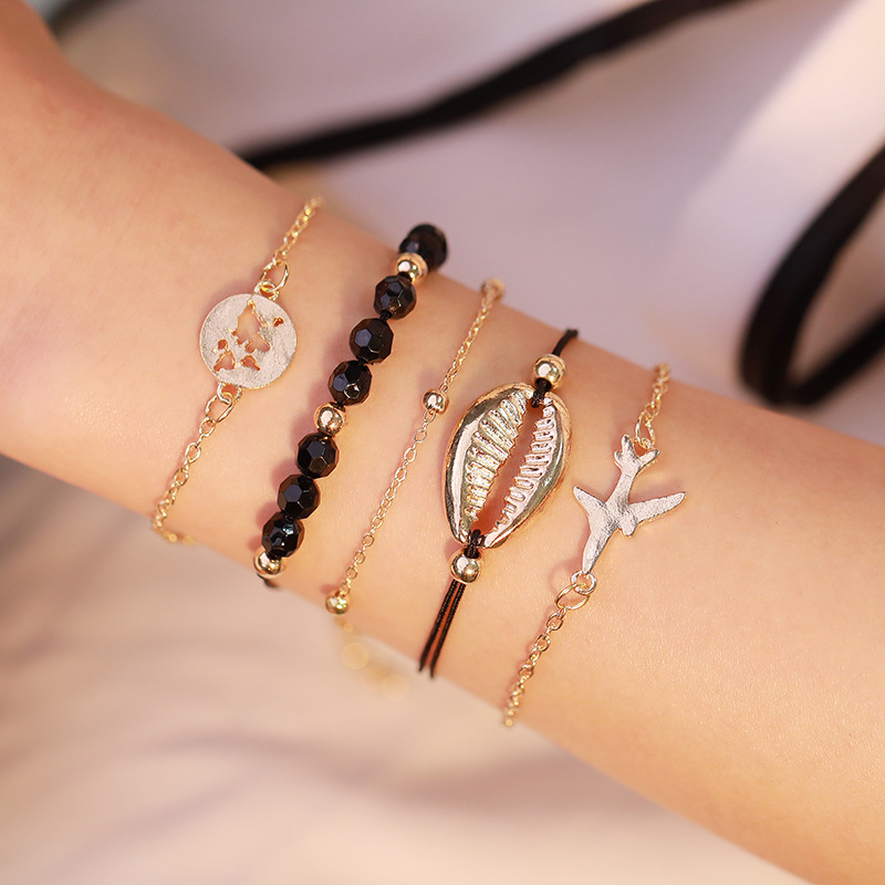 Six-Piece Multi-Layer Bracelet Set with Hollow Map Design - Stylish & Unique - Image 2