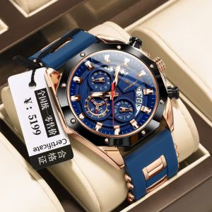 Multi-Function Chronograph Men's Watch with Silicone Band - Stylish & Durable
