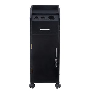 16mm Particle Board Black Hair Salon Tool Cart with ABS Tray - Durable & Stylish