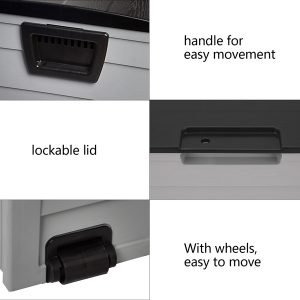 75 Gallon 130 lb Black Lid Plastic Outdoor Storage Box for Patios