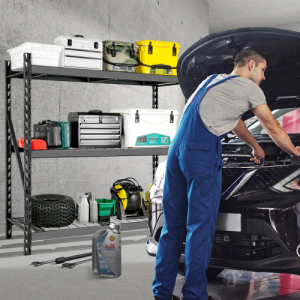 Heavy Duty Garage Shelving - 72H 77W Adjustable 3 Tier Metal Storage Rack, 6000LBS Capacity, Industrial Black Shelves for Optimal Garage Organization