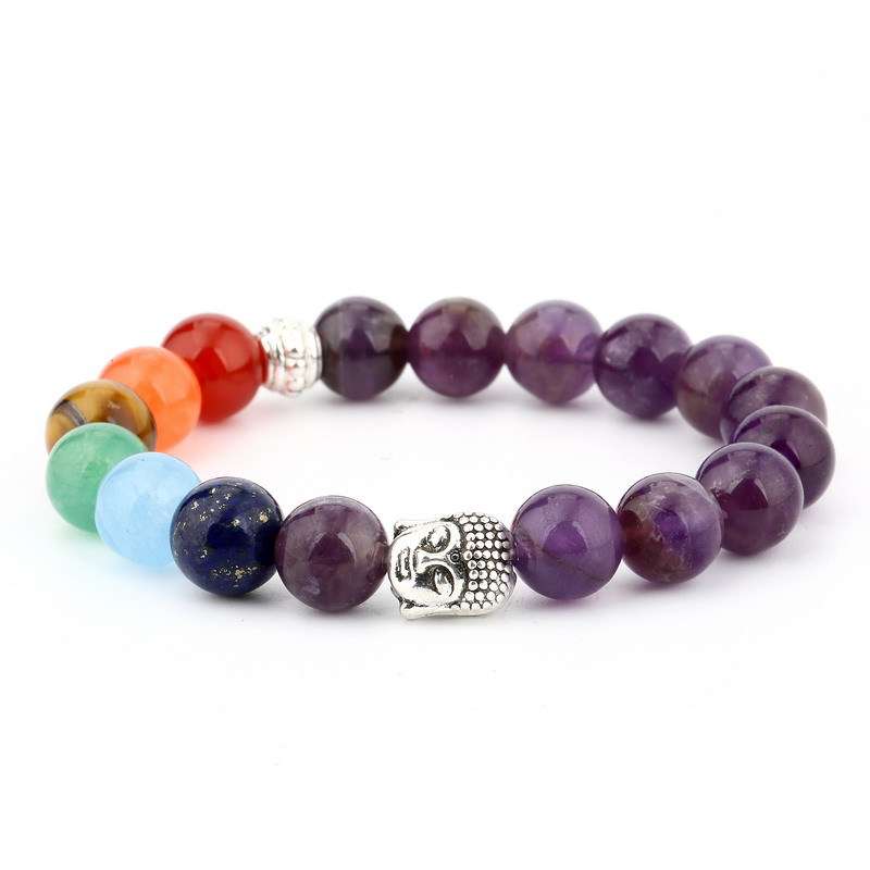 6mm Natural Stone Green Dongling Red Agate Yoga Chakra Bracelet with Buddha Head & Volcanic Stone Beads – Energy Boosting Accessory - Image 2