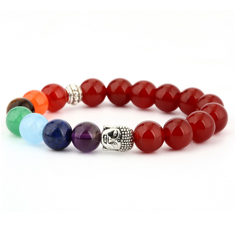 6mm Natural Stone Green Dongling Red Agate Yoga Chakra Bracelet with Buddha Head & Volcanic Stone Beads – Energy Boosting Accessory - Image 6