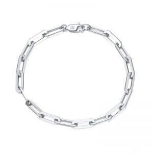 S925 Square Lattice Paper Clip Bracelet with 14K Gold-plated Cross Chain - Unique Ins Style