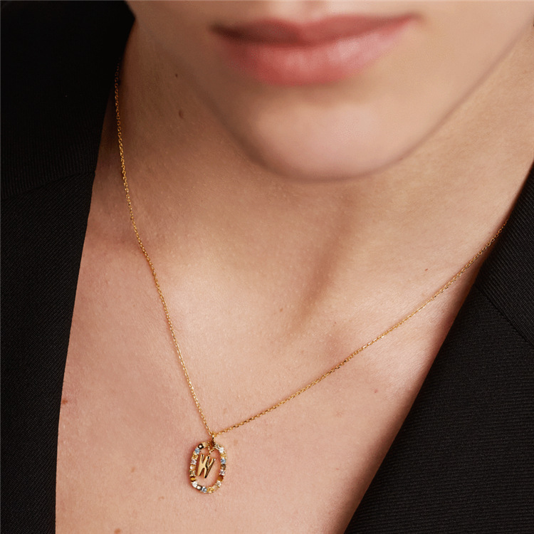 Stylish 26 Alphabet Necklace with Colored Rhinestones - 18K Fashion Jewelry - Image 22