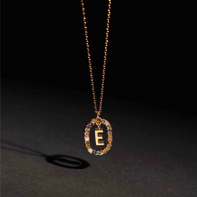 Stylish 26 Alphabet Necklace with Colored Rhinestones - 18K Fashion Jewelry - Image 31