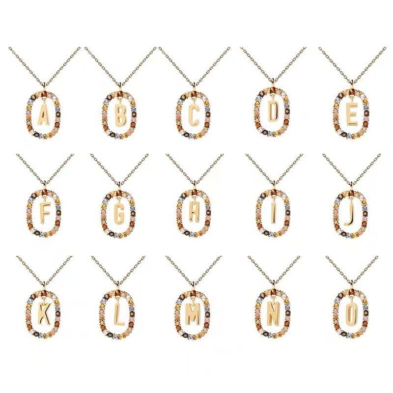 Stylish 26 Alphabet Necklace with Colored Rhinestones - 18K Fashion Jewelry - Image 32
