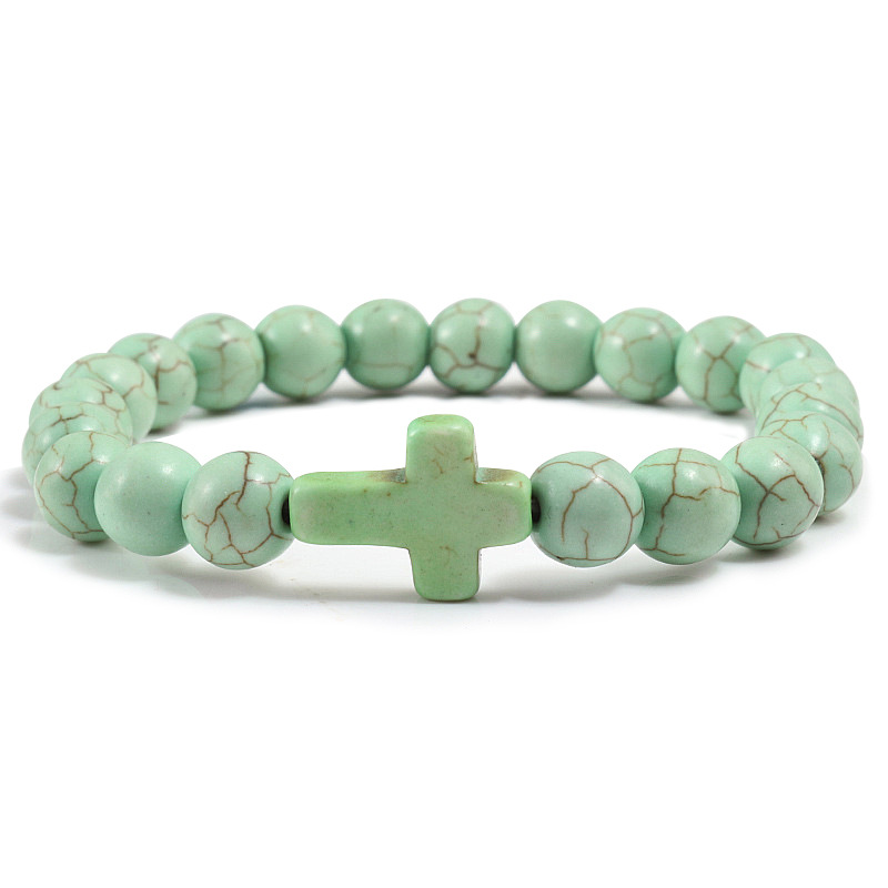Stunning Blue Turquoise Cross Bracelet - Unique Artisan Jewelry Piece - Image 9