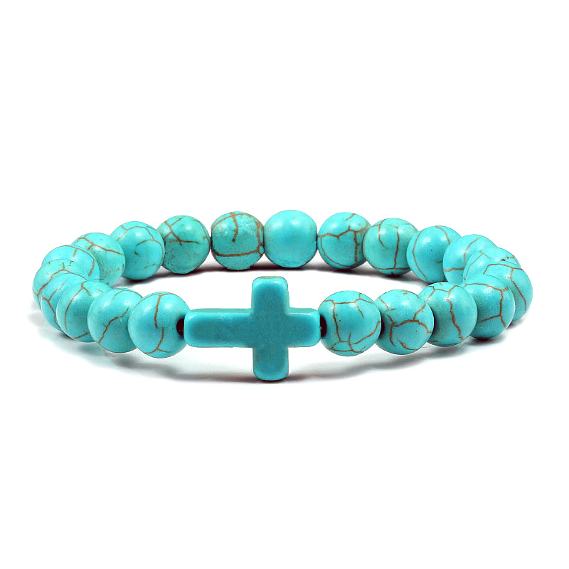 Stunning Blue Turquoise Cross Bracelet - Unique Artisan Jewelry Piece - Image 11