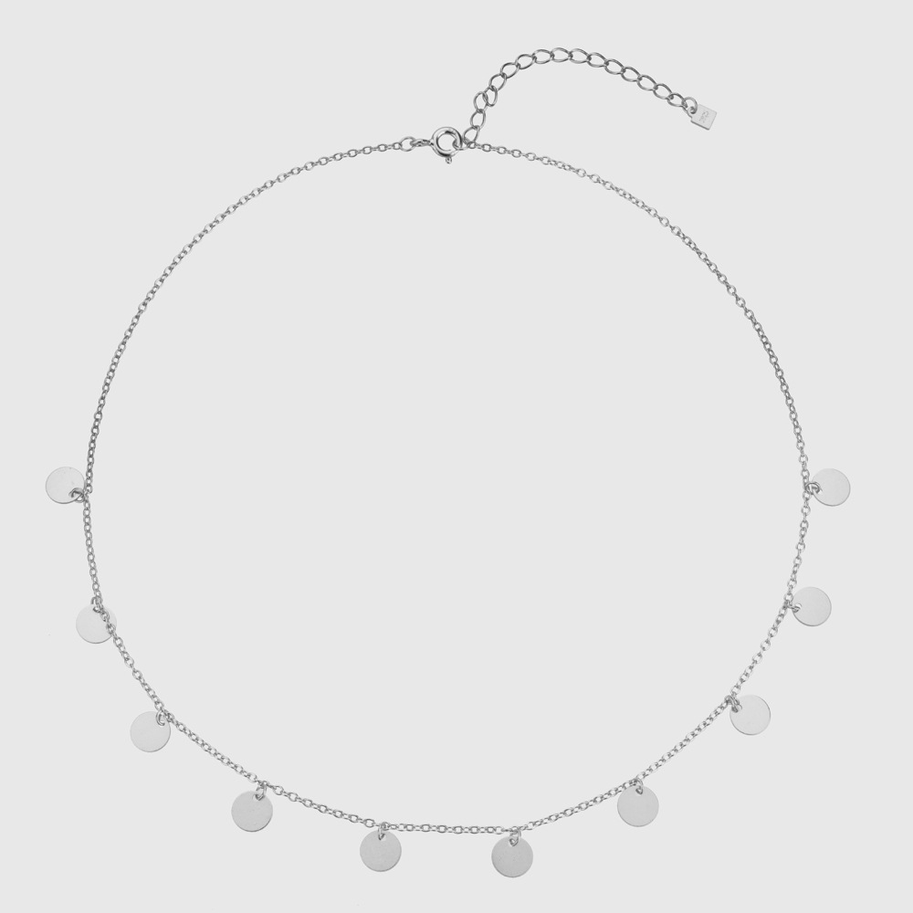 Sterling Silver Small Round Slice Ornament Necklace - Simple Clavicle Chain Decoration for Elegant Style - Image 4