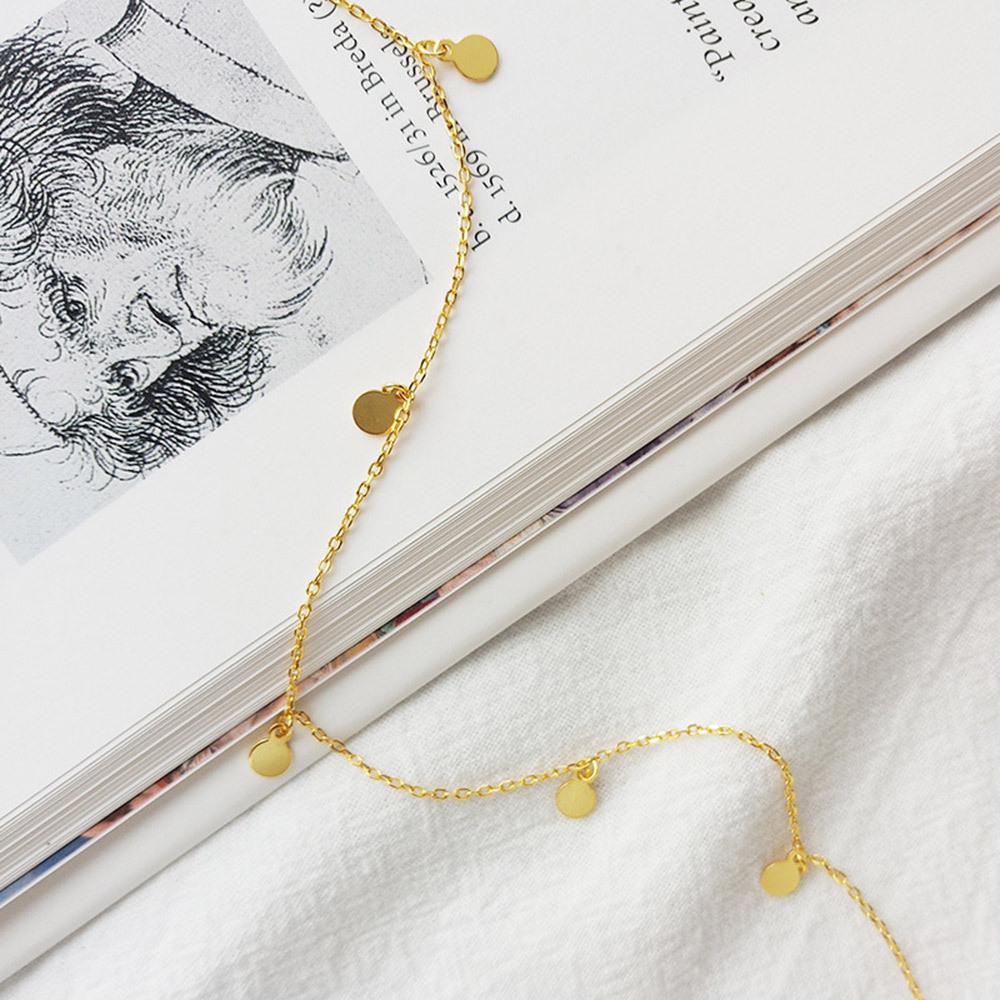 Sterling Silver Small Round Slice Ornament Necklace - Simple Clavicle Chain Decoration for Elegant Style - Image 8