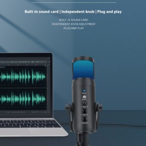 RGB Colorful Breathing Ambient Light USB Condenser Microphone for Stunning Audio