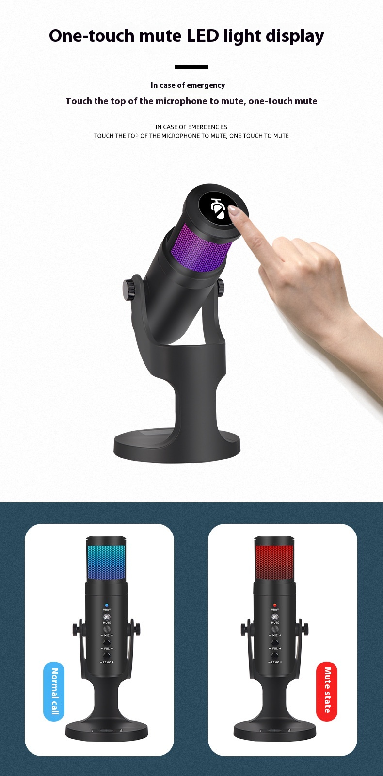 RGB Colorful Breathing Ambient Light USB Condenser Microphone for Stunning Audio - Image 3