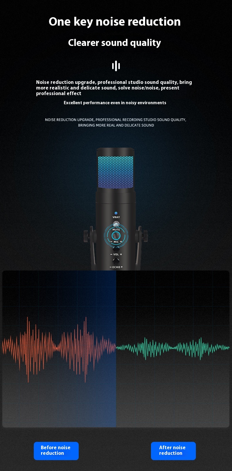 RGB Colorful Breathing Ambient Light USB Condenser Microphone for Stunning Audio - Image 5