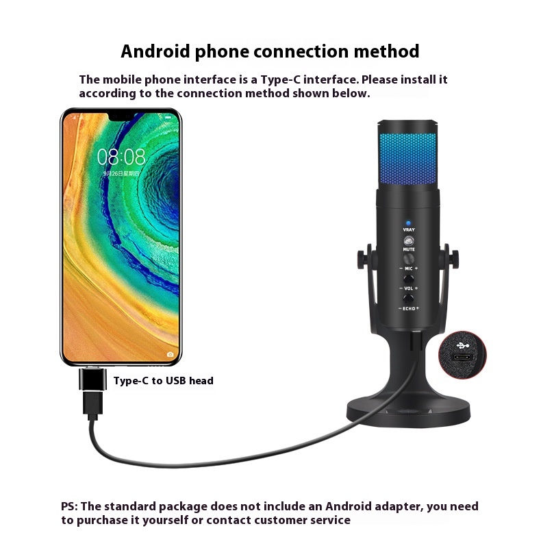 RGB Colorful Breathing Ambient Light USB Condenser Microphone for Stunning Audio - Image 7