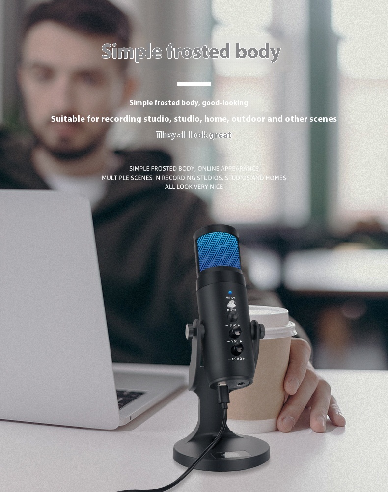 RGB Colorful Breathing Ambient Light USB Condenser Microphone for Stunning Audio - Image 9