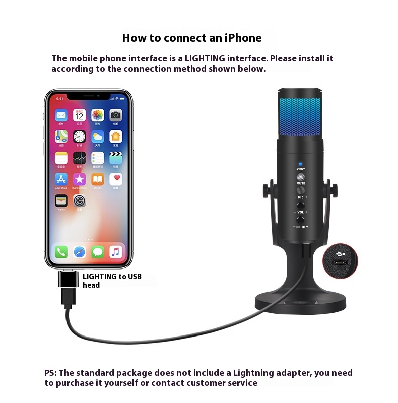 RGB Colorful Breathing Ambient Light USB Condenser Microphone for Stunning Audio - Image 10