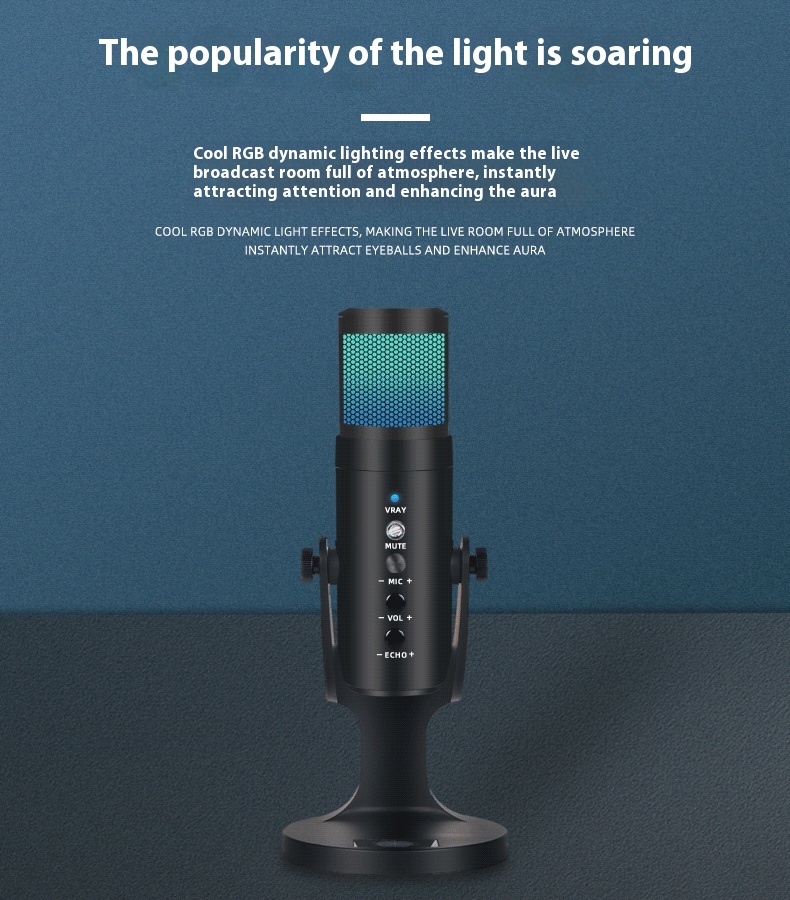 RGB Colorful Breathing Ambient Light USB Condenser Microphone for Stunning Audio - Image 16