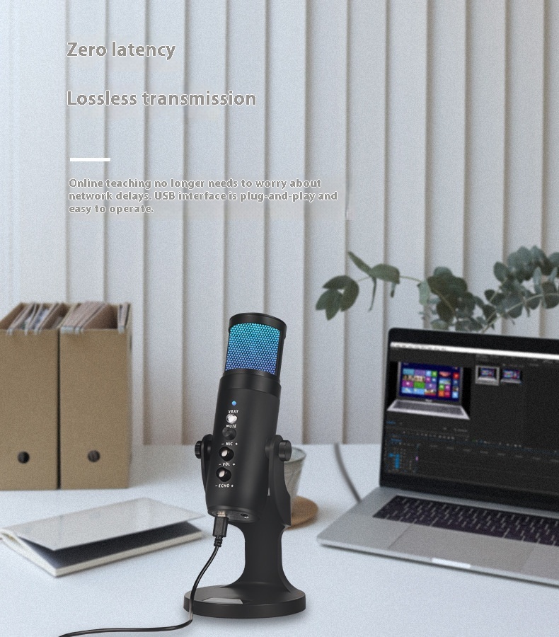 RGB Colorful Breathing Ambient Light USB Condenser Microphone for Stunning Audio - Image 17