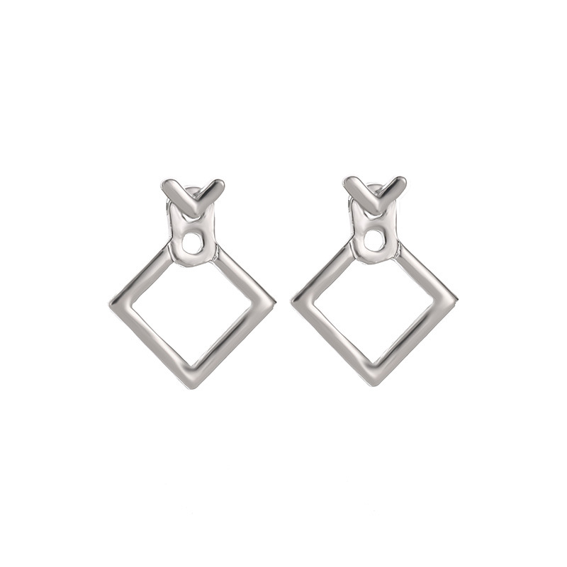 Stunning Hollow Diamond Square Stud Earrings for Elegant Style