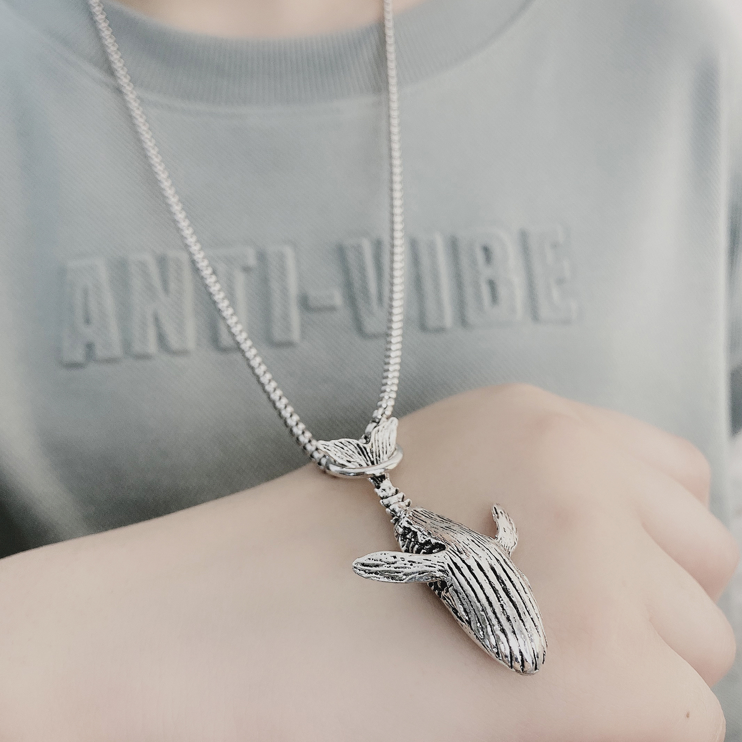 Whale Necklace for Men and Women - Hipster Ins Pendant with Hip-Hop Style - Image 2