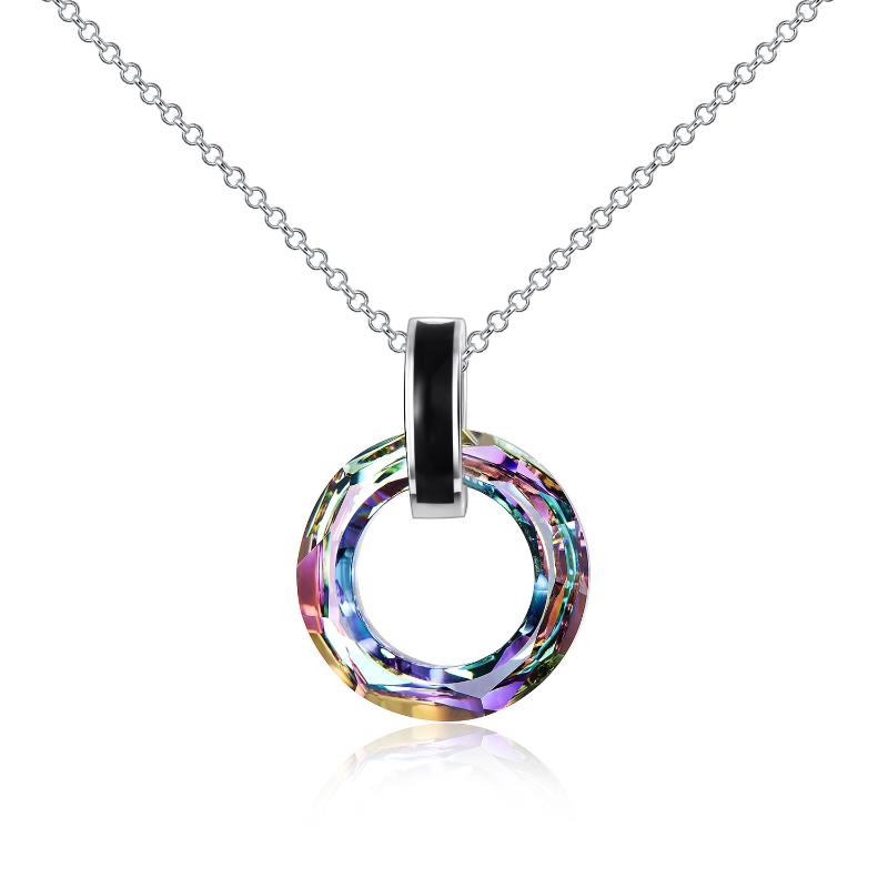 925 Silver Circle Crystal Pendant Necklace - Elegant Jewelry for Women & Girls - Image 4