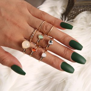 Trendy Opal Champagne Multicolor Knuckle Ring - New Fashion Statement