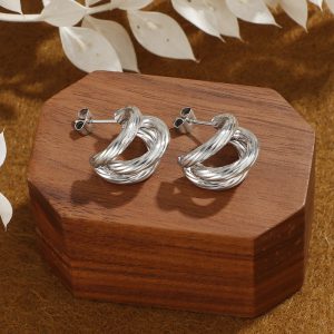 Stylish Vintage Three-Ring Earrings in Titanium Steel - No Fading Design