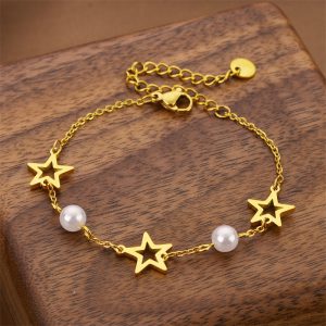 Xingyue Zircon Pearl Titanium Steel Bracelet for Women - Unique Niche Style