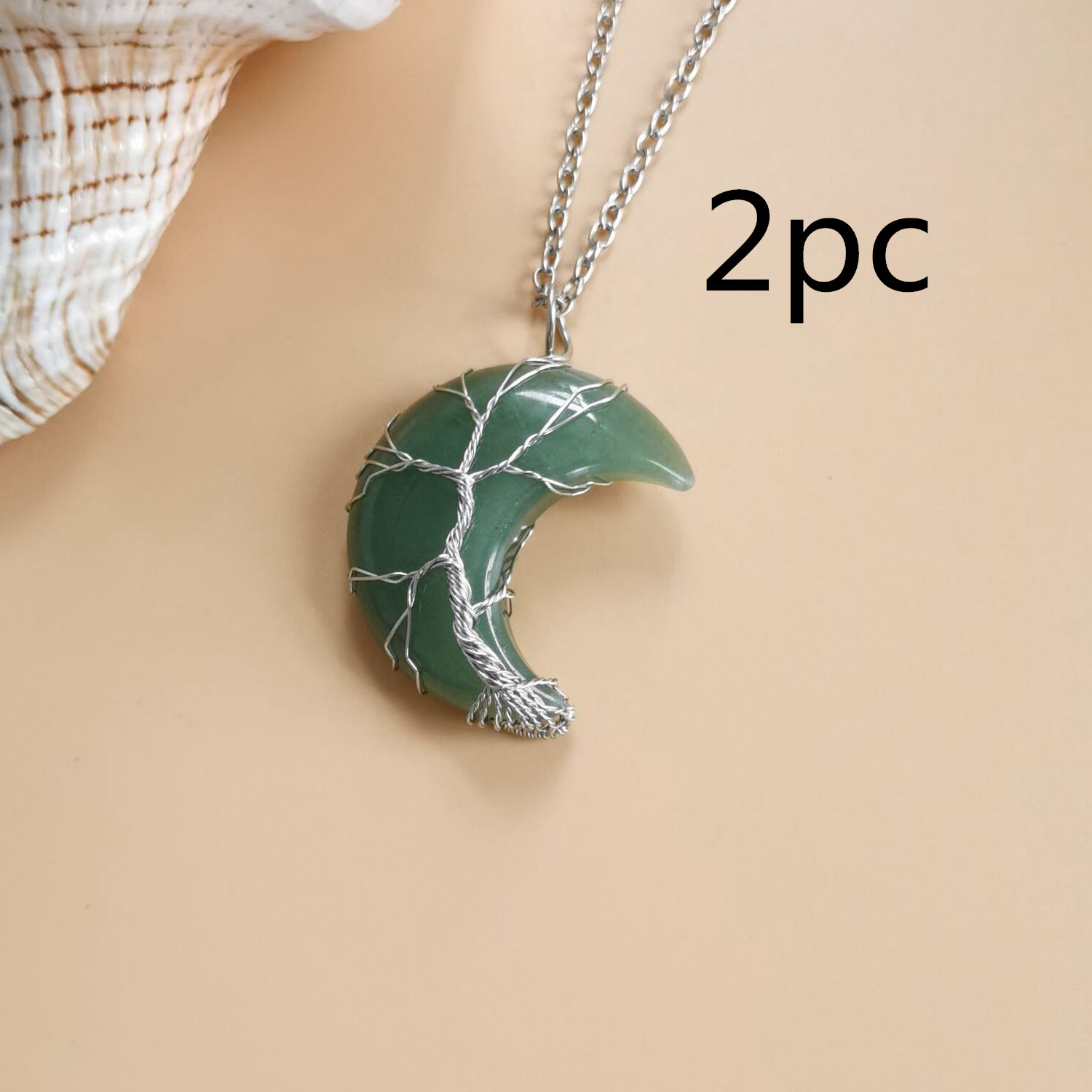 Handmade Moon Natural Stone Amethyst Tree of Life Necklace - Fortune Tree Design - Image 4