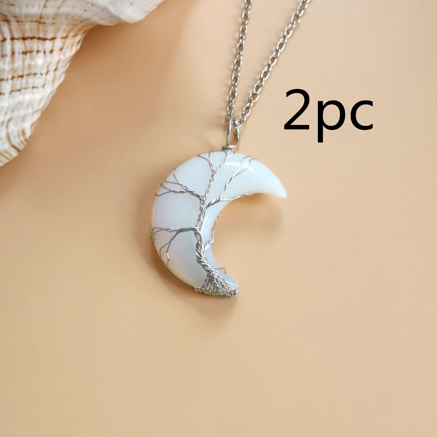 Handmade Moon Natural Stone Amethyst Tree of Life Necklace - Fortune Tree Design - Image 5