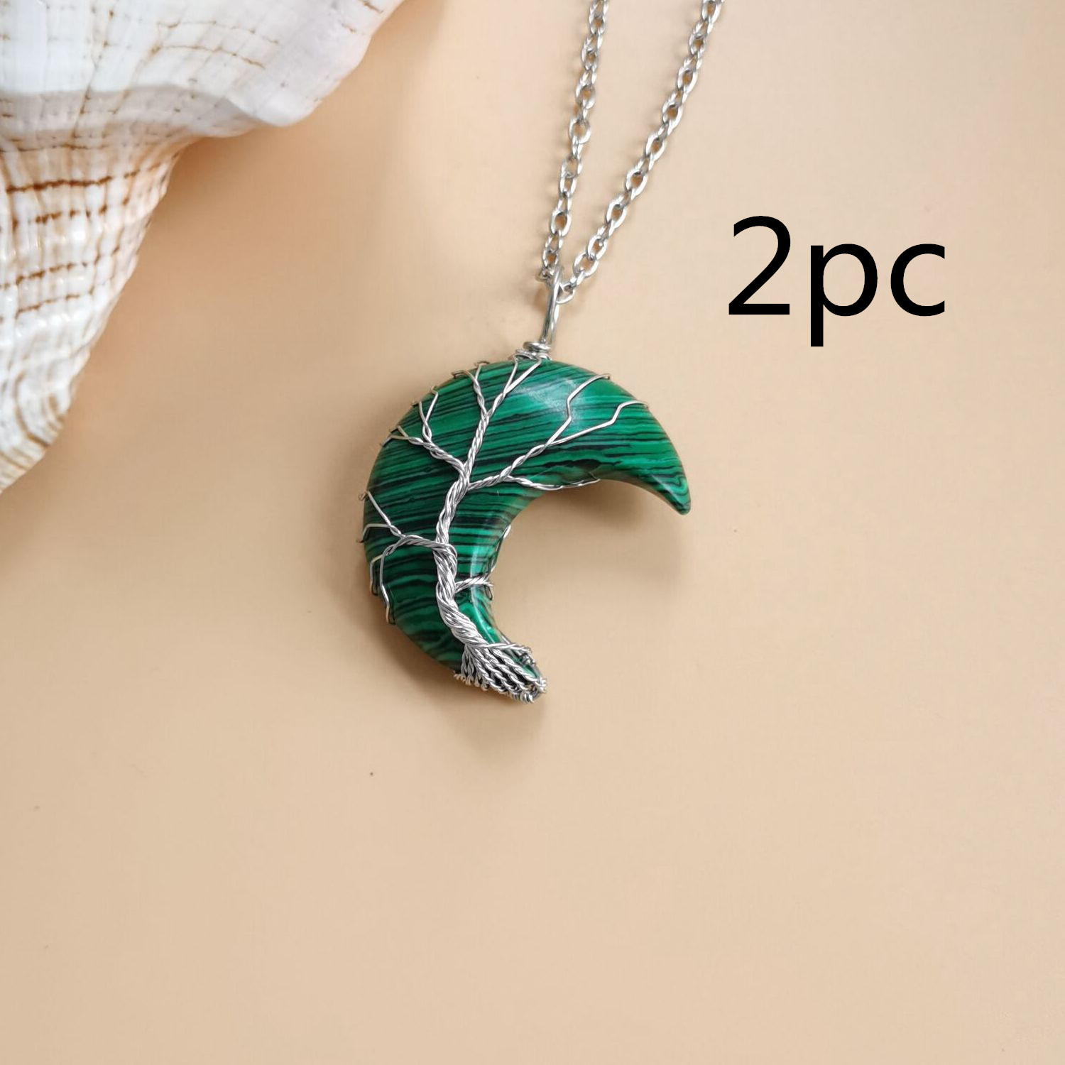 Handmade Moon Natural Stone Amethyst Tree of Life Necklace - Fortune Tree Design - Image 7