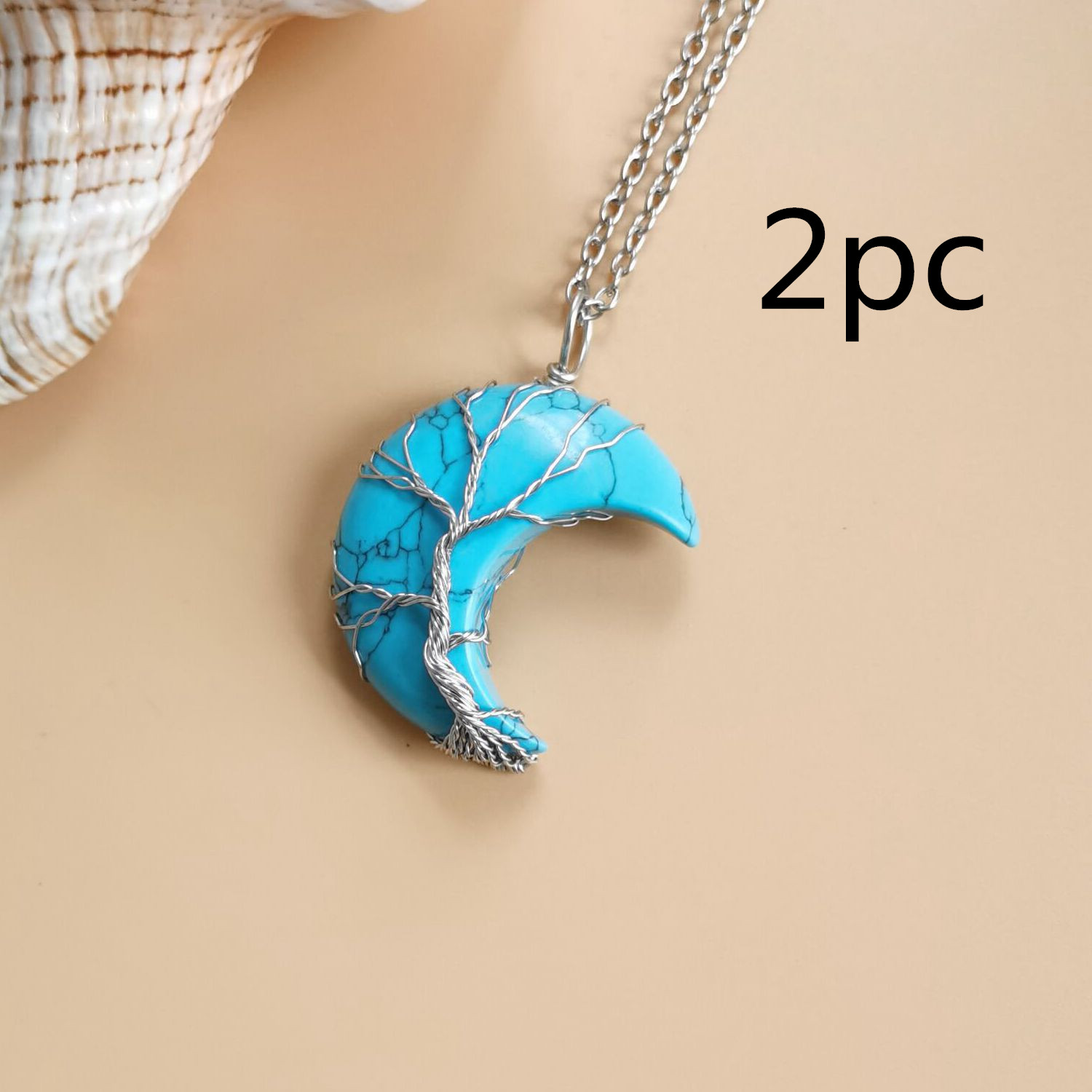 Handmade Moon Natural Stone Amethyst Tree of Life Necklace - Fortune Tree Design - Image 12