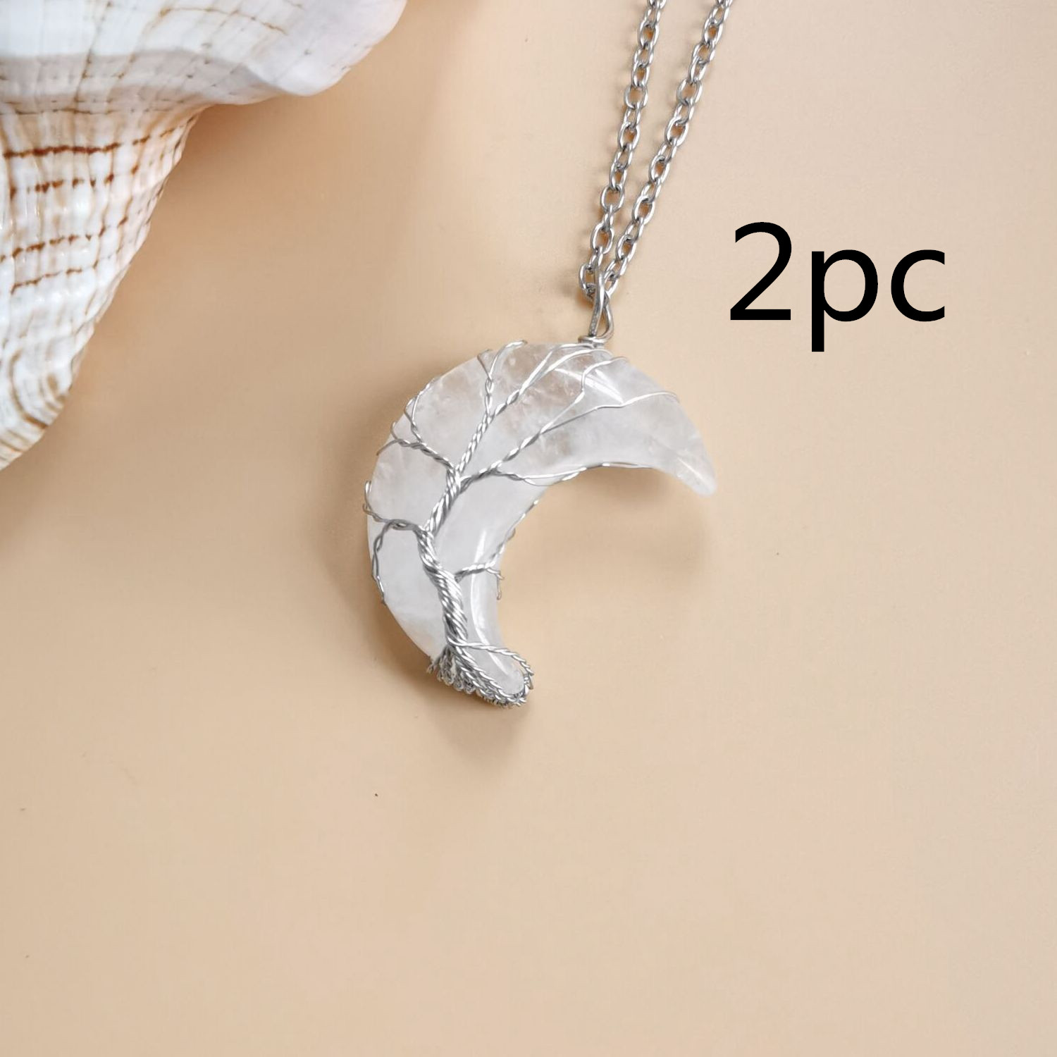 Handmade Moon Natural Stone Amethyst Tree of Life Necklace - Fortune Tree Design - Image 14