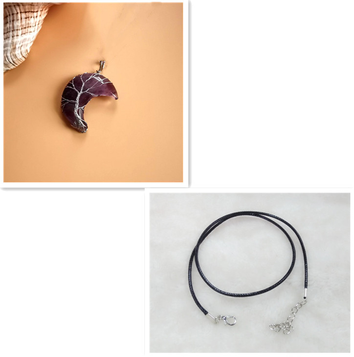 Handmade Moon Natural Stone Amethyst Tree of Life Necklace - Fortune Tree Design - Image 15