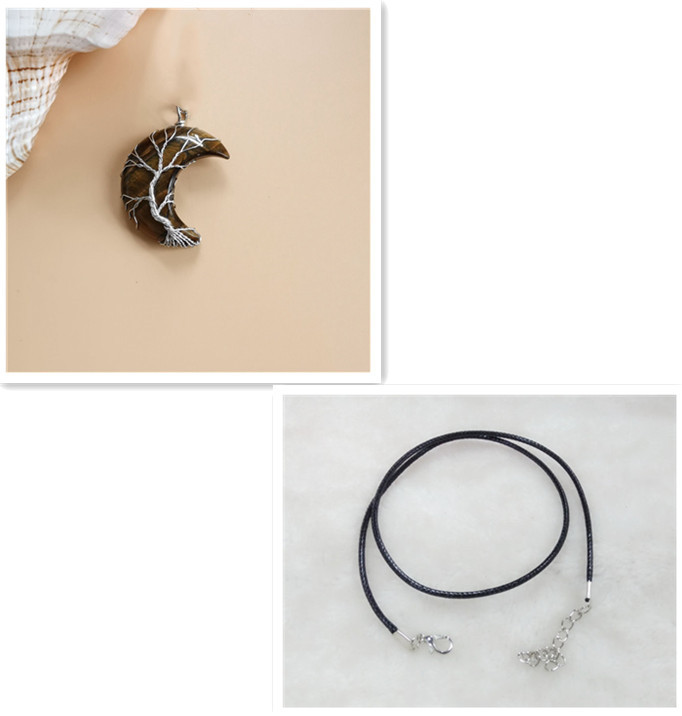 Handmade Moon Natural Stone Amethyst Tree of Life Necklace - Fortune Tree Design - Image 24